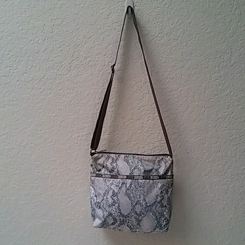 Lesportsac Medium Blue Aqua Snake Print Crossbody